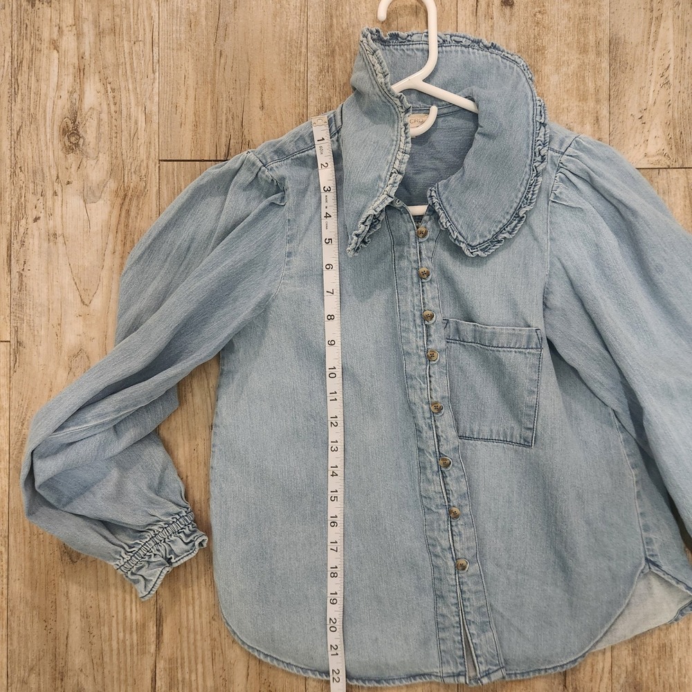 Anthropologie Pilcro The Keira Collared Denim Button Front Shirt Blue Small - Picture 10 of 11